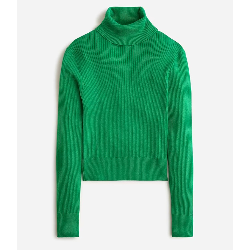 J. Crew Green Cowl Turtleneck Sweater Ribbed Knit